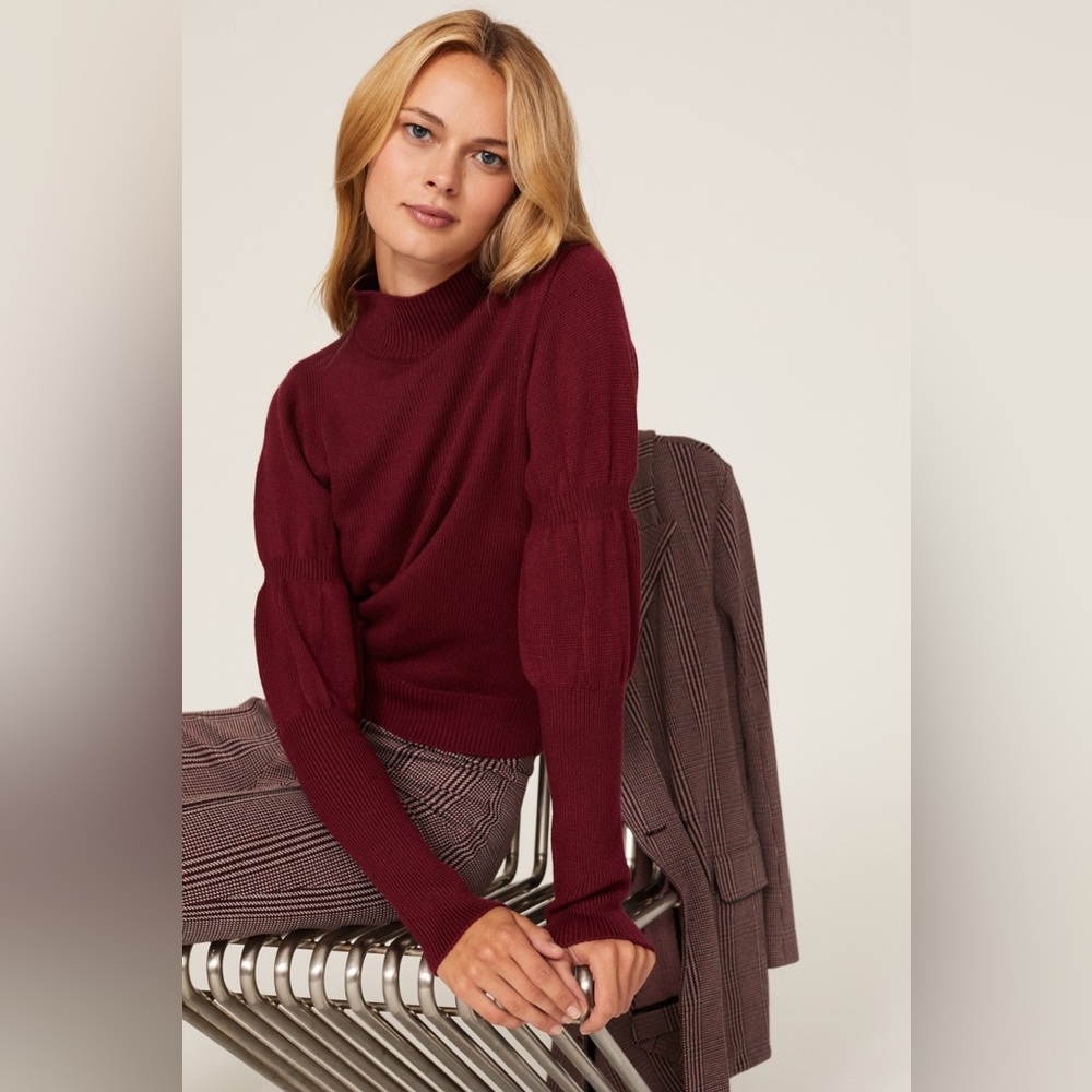 EUC Derek Lam Collective Maroon Puff Sleeve Sweater